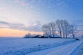 Farm in a white winter landscape Royalty Free Stock Photo