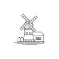Farm windmill line icon. Outline illustration of barn vector linear design isolated on white background. Farm logo