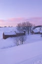 Farm with winter snow