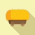 Farm wooden cart icon flat vector. Bale hay farm Royalty Free Stock Photo