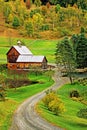 Winding driveway to rural farm in Autumn color Vermont Royalty Free Stock Photo