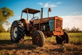 Farm Workhorse: A Sturdy Tractor in the Open Field. Generative By Ai Royalty Free Stock Photo