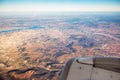 Farmed fields aerial view from airplane near Madrid