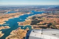 Farmed fields aerial view from airplane near Madrid Royalty Free Stock Photo