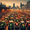 farmer activist drive tractor and livestock reach Madrid, agriculture and meat ban protest agenda