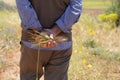 Farmer or agriculturist man holding some wheat ears