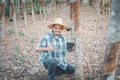 Farmer agriculturist Rubber tree plantation