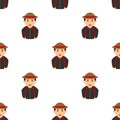 Farmer Avatar Flat Icon Seamless Pattern