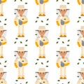 Farmer beekeeper character forester man seamless pattern background agriculture person profession rural gardener worker