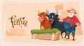 Farmer Breeding Animals Cow Farmland Background