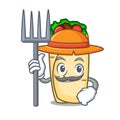 Farmer burrito character cartoon style Royalty Free Stock Photo