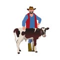 Farmer with a calf Royalty Free Stock Photo