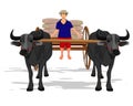 Farmer with cart and buffalo