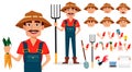 Farmer cartoon character creation set