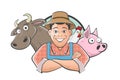 funny farmer logo cartoon illustration