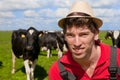 Farmer with cattle cows Royalty Free Stock Photo