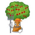 Farmer cherry tree in the cartoon shape