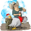 Farmer and chicken