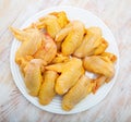 Farmer chicken wings on white plate Royalty Free Stock Photo