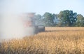 Farmer combining soybeans Royalty Free Stock Photo