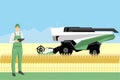 Farmer controls an autonomous harvester