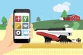 Farmer controls autonomous harvester by phone