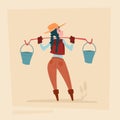 Farmer Country Woman Agriculture Business Cartoon Character Royalty Free Stock Photo