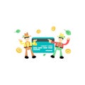 farmer and credit card finance service cartoon flat design illustration