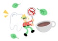 farmer man agriculture and dental care stop drink coffee cartoon doodle flat design vector illustration