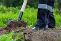 Farmer digging a garden Royalty Free Stock Photo