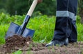 Farmer digging a garden Royalty Free Stock Photo