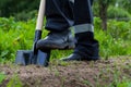 Farmer digging a garden Royalty Free Stock Photo