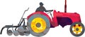 Farmer Driving Vintage Farm Tractor Low Polygon Royalty Free Stock Photo