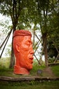 Farmer face statue