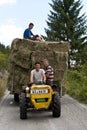 Stacked hay on tracktor trailer