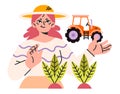 Farmer. Female farm owner growing plants. Agriculture business