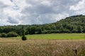 Farm grain field wood Yvoir, Belgium Royalty Free Stock Photo