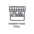 Farmer food stall line icon, outline sign, linear symbol, vector, flat illustration