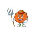 Farmer fresh tangerine juicy in cartoon character.