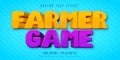 Farmer game text, cartoon style editable text effect