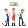 Farmer gardener cartoon people