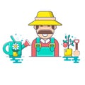 Farmer and gardener character flat agriculture Isolated