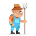 Farmer grandfather adult rancher old age man peasant character cartoon villager isolated flat design vector illustration Royalty Free Stock Photo