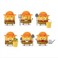 Farmer hamburger gummy candy cute mascot character with fork Royalty Free Stock Photo