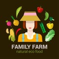 Farmer and harvest natural eco food: farm agriculture logo
