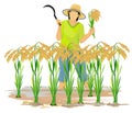 Farmer harvest rice cartoon shape