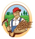 Farmer harvest the wheat Royalty Free Stock Photo