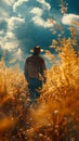 Farmer harvesting crops in the field