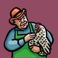 Farmer-with-hen-cartoon-illustration-Old man holding a chicken