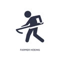 farmer hoeing icon on white background. Simple element illustration from farming concept